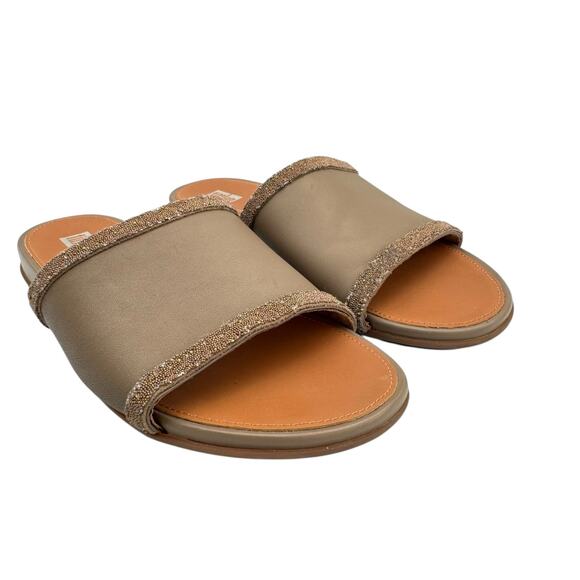 FitFlop Gracie Opul-Trim Leather Slides Sandals - Picture 8 of 11